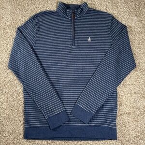 Johnnie O Mens Size Small Surf Blue Stripe Emmett 1/4 Zip Long Sleeve Pullover